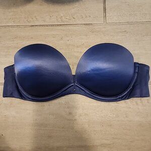 Victorias Secret Very Sexy Push Up Strapless Bra 34B Blue Underwire Padded